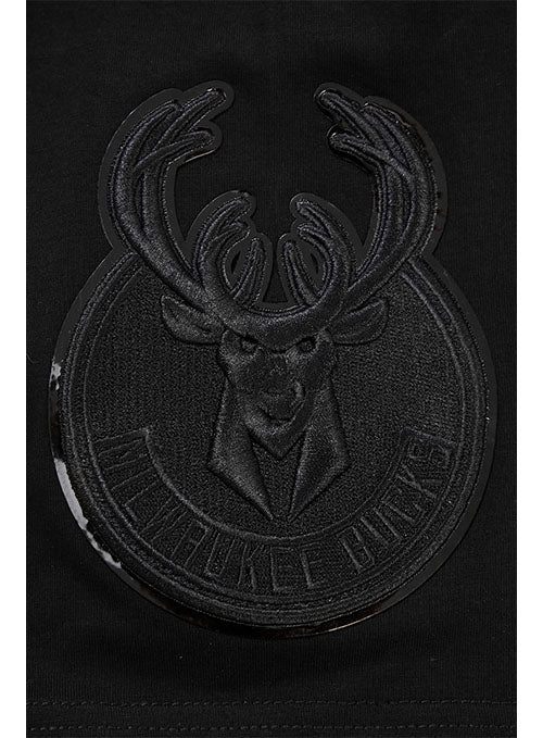 Pro Standard Triple Black Milwaukee Bucks T-Shirt - Zoomed in Right Arm Patch View
