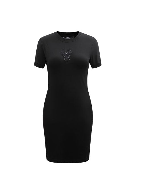 Women's Pro Standard Triple Black Milwaukee Bucks T-Shirt Dress - Front View