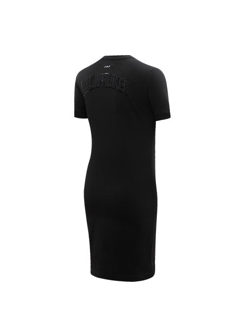 Women's Pro Standard Triple Black Milwaukee Bucks T-Shirt Dress - Angled Back Right View