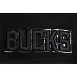 Women's Pro Standard Triple Black Milwaukee Bucks T-Shirt Dress - Zoomed in Left Arm Patch View