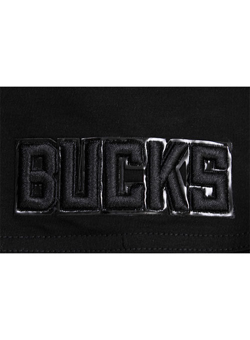 Women's Pro Standard Triple Black Milwaukee Bucks T-Shirt Dress - Zoomed in Left Arm Patch View