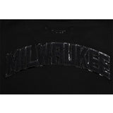 Women's Pro Standard Triple Black Milwaukee Bucks T-Shirt Dress - Zoomed in Back Logo View