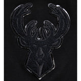 Women's Pro Standard Triple Black Milwaukee Bucks T-Shirt Dress - Zoomed in Back Logo View