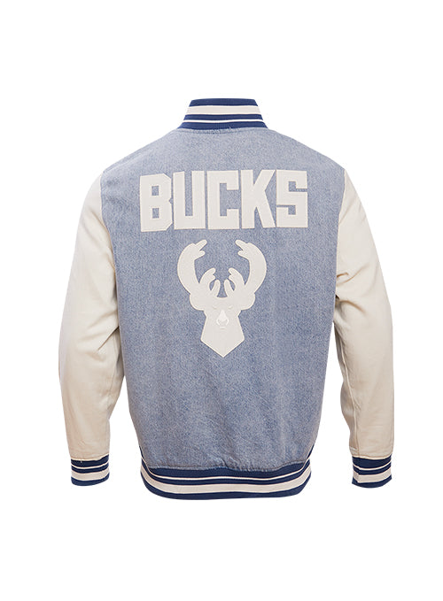 Pro Standard Varsity Blues Milwaukee Bucks Denim Jacket- Back View