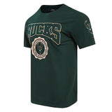 Pro Standard Crest Emblem Green Milwaukee Bucks T-Shirt - Angled Left Side Front View