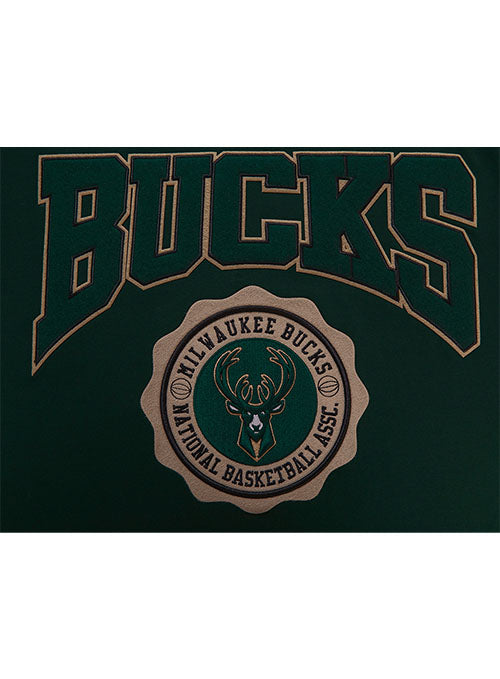 Pro Standard Crest Emblem Green Milwaukee Bucks T-Shirt - Zoomed in Front Logo View