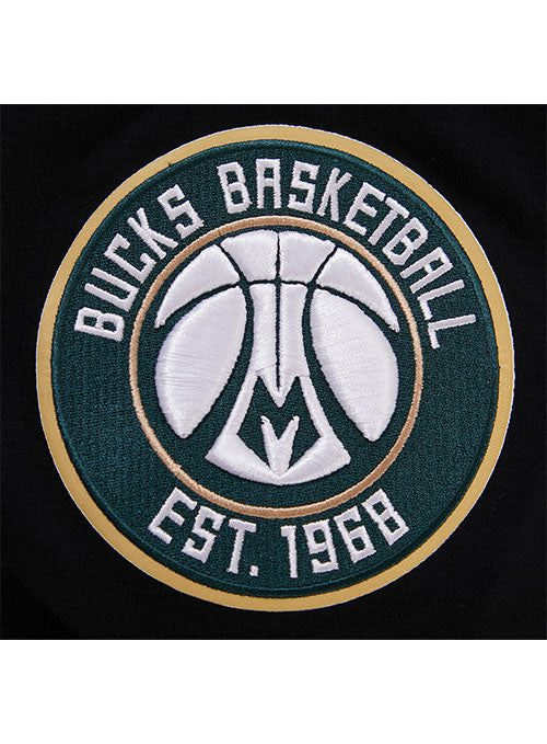 Pro Standard Hybrid SJ Black Milwaukee Bucks T-Shirt - Zoomed in Right Arm Patch View