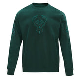 Pro Standard Neutral Pine Milwaukee Bucks Crewneck Sweatshirt - Front View