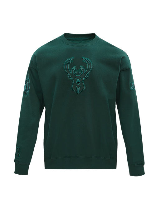 Pro Standard Neutral Pine Milwaukee Bucks Crewneck Sweatshirt - Front View