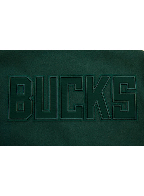 Pro Standard Varsity Neutral Pine Milwaukee Bucks Jacket- Back Embroidery