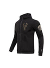Pro Standard Black and Gold Milwaukee Bucks Full Zip Hooded Sweatshirt- Angled Front View