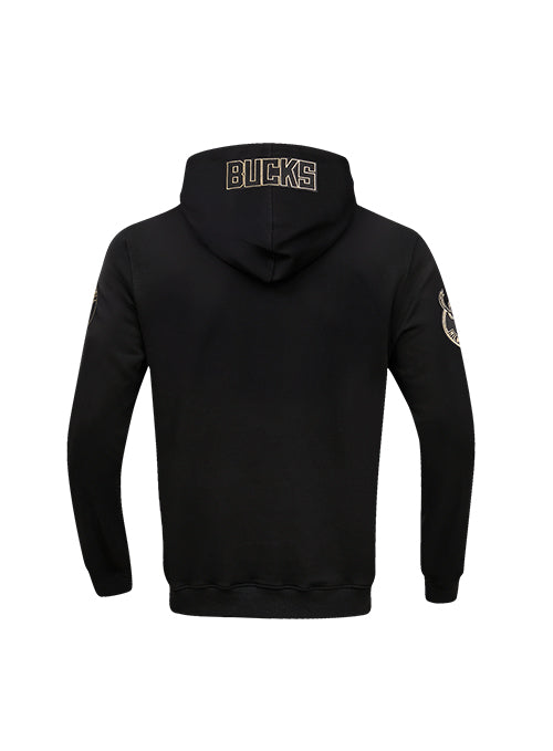 Pro Standard Black and Gold Milwaukee Bucks Full Zip Hooded Sweatshirt- Back VIew
