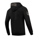 Pro Standard Black and Gold Milwaukee Bucks Full Zip Hooded Sweatshirt- Angled Back VIew 