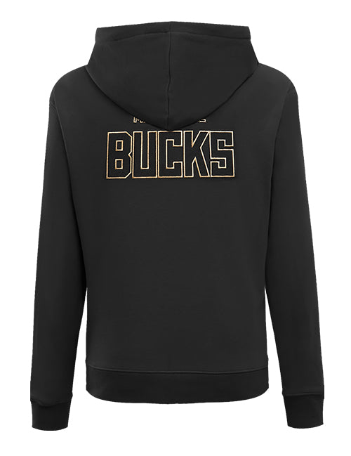 Women's Pro Standard Black & Gold Milwaukee Bucks Hooded Sweatshirt-back 