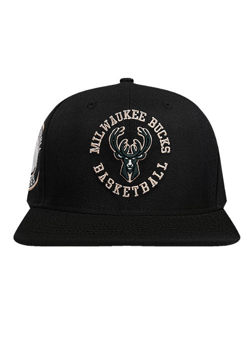 Pro Standard Hybrid Milwaukee Bucks Snapback Hat in Black - Front View