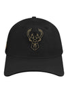 Pro Standard Black And Gold Milwaukee Bucks Adjustable Hat - Front View