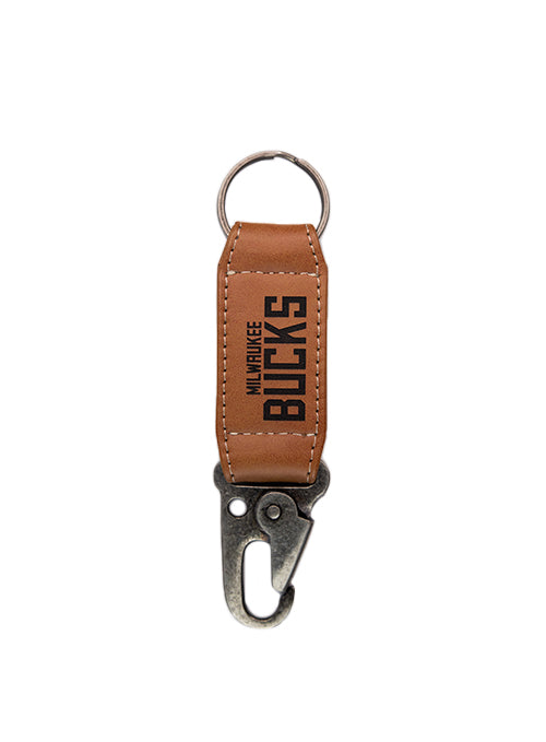 Rico Vegan Leather Milwaukee Bucks Carabiner Keychain-front