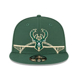New Era 9Fifty Icon Bridge Milwaukee Bucks Snapback Hat-front 