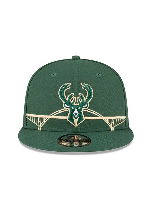 New Era 9Fifty Icon Bridge Milwaukee Bucks Snapback Hat-front 