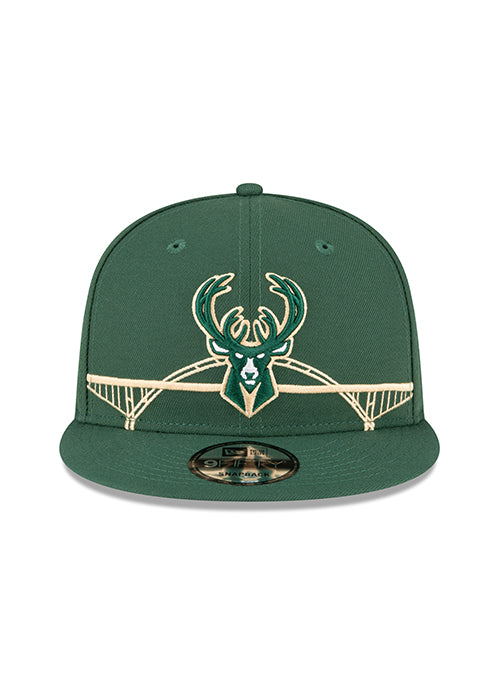 New Era 9Fifty Icon Bridge Milwaukee Bucks Snapback Hat-front 