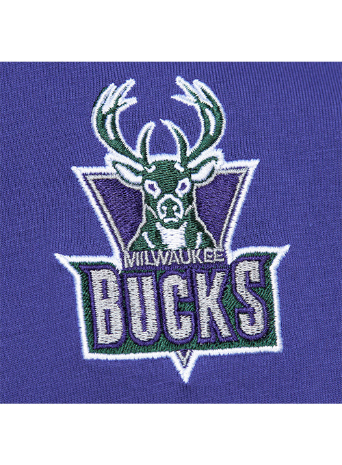 Mitchell & Ness Premium Vintage Milwaukee Bucks T-Shirt-left chest embrodery