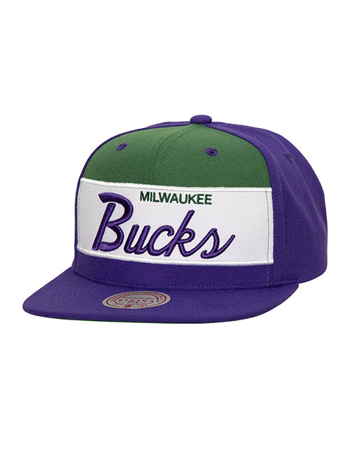 Mitchell & Ness Retro Sport Vintage Milwaukee Bucks Snapback Hat-front 