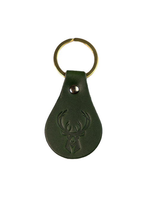 Leather Tag Green Milwaukee Bucks Keychain