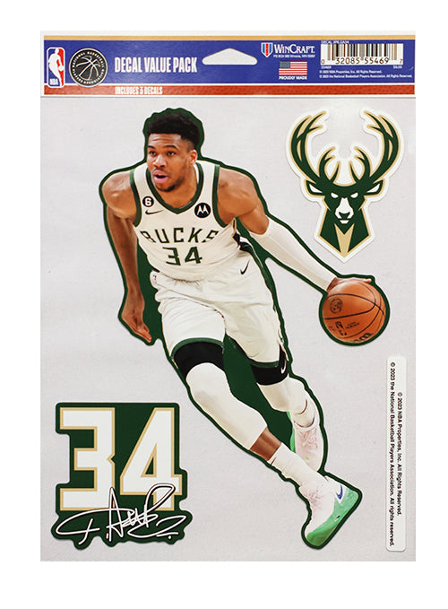 Wincraft 3 Piece Giannis Antetokounmpo Milwaukee Bucks Decal Pack