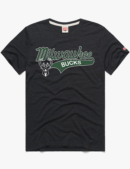 Homage Milwaukee Bucks Script Charcoal T-Shirt