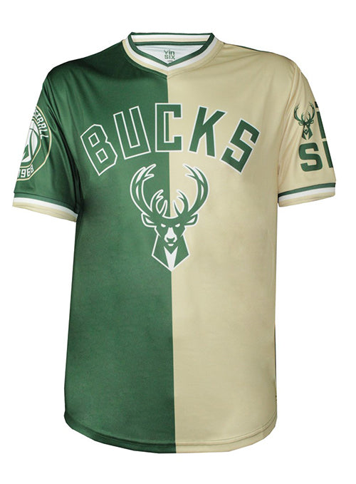 Bucks In Six Dynasty Milwaukee Bucks Mesh Color Block V-Neck T-Shirt-front 
