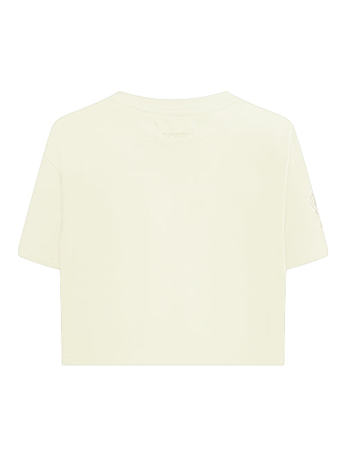 Women's Pro Standard Neutral Cream Boxy Cropped Milwaukee Bucks T-Shirt-back 