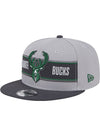 New Era Draft 2024 9Fifty Grey Milwaukee Bucks Snapback Hat-angled left