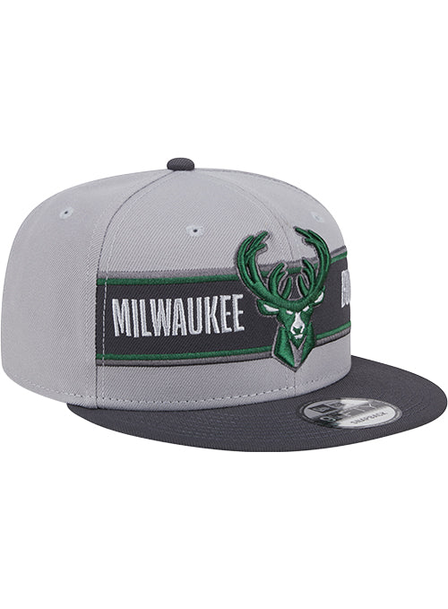 New Era Draft 2024 9Fifty Grey Milwaukee Bucks Snapback Hat-angled right