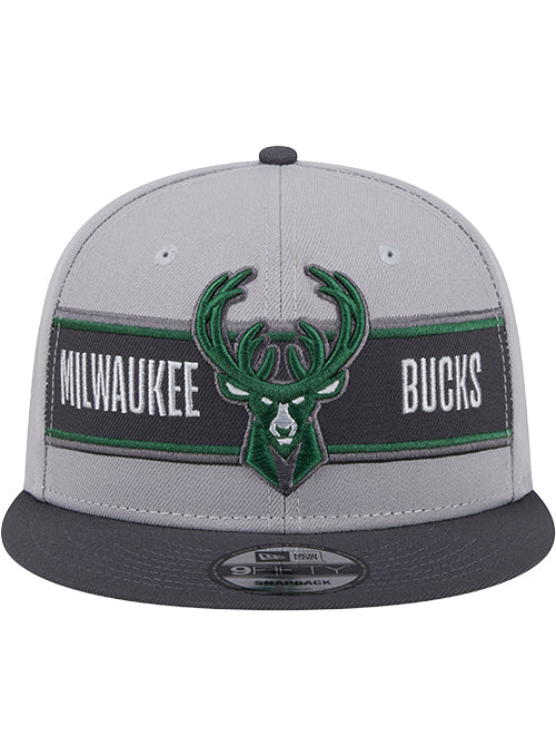 New Era Draft 2024 9Fifty Grey Milwaukee Bucks Snapback Hat-front