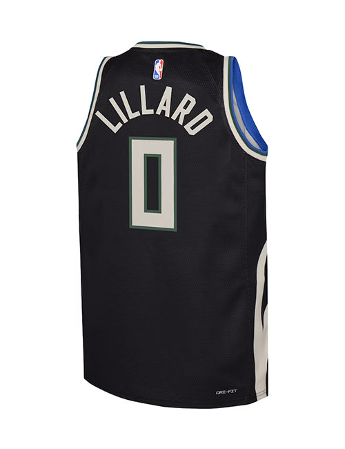 Youth Jordan 2022 Statement Edition Damian Lillard Milwaukee Bucks Swingman Jersey-back