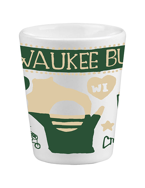 All Over Print Milwaukee Bucks 2oz Ceramic Shot Glass