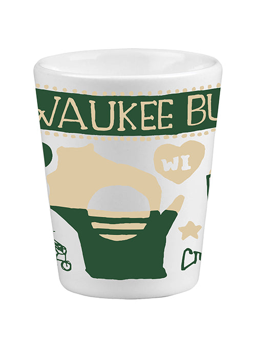 All Over Print Milwaukee Bucks 2oz Ceramic Shot Glass