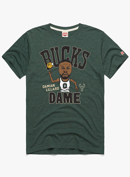 Homage Caricature Damian Lillard Milwaukee Bucks T-Shirt