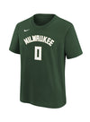 Youth Nike Icon Edition Damian Lillard Milwaukee Bucks T-Shirt-front 