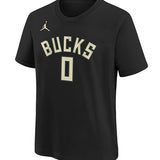 Youth Jordan Statement Edition Damian Lillard Milwaukee Bucks T-Shirt-front 