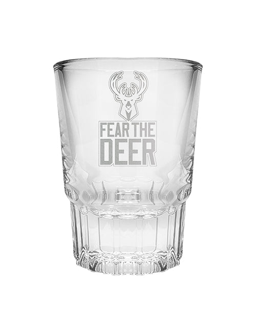 Great American Products 2oz Fear The Deer Milwaukee Bucks Shot Glass-front 