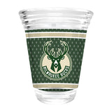 Great American Products 2oz Global Logo Milwaukee Bucks Shot Glass- front 