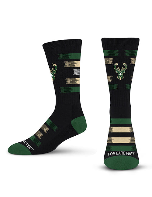 For Bare Feet Milwaukee Bucks Fade To Black Crew Socks