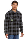 Magna-Ready Adaptive Black and Charcoal Milwaukee Bucks Flannel Shirt with Magnetic Closures
