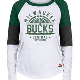 Women's New Era Milwaukee Bucks Tri-Color Long Sleeve T-Shirt-front