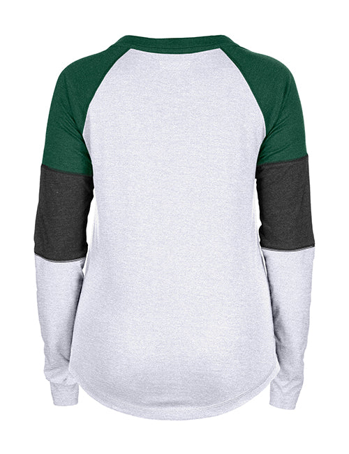 Women's New Era Milwaukee Bucks Tri-Color Long Sleeve T-Shirt-back