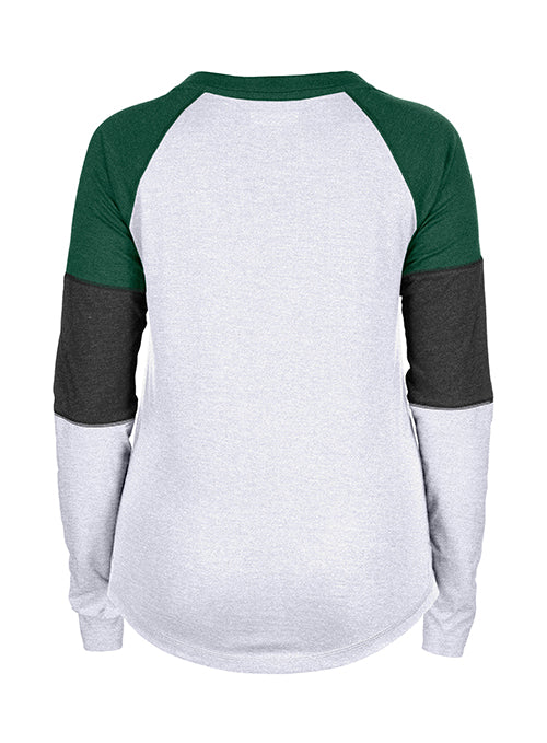 Women's New Era Milwaukee Bucks Tri-Color Long Sleeve T-Shirt-back