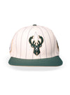Pro Standard Pinstripe Classic Logo Milwaukee Bucks Snapback Hat-front