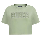 Women's Pro Standard Neutral Boxy Cropped Milwaukee Bucks T-Shirt-front