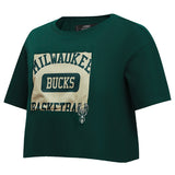 Women's Pro Standard Made To Play Boxy Cropped Milwaukee Bucks T-Shirt- front 